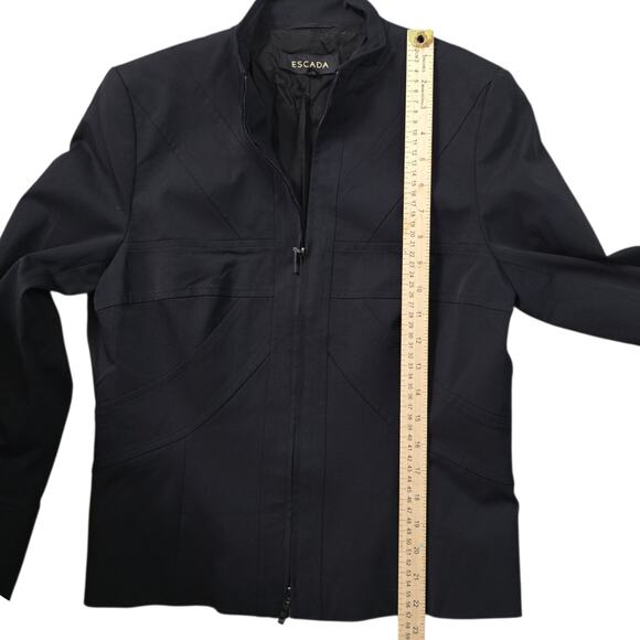 Escada Black Nylon Zip Up French Collar Jacket Size 38 Medium 8 - Picture 8 of 8